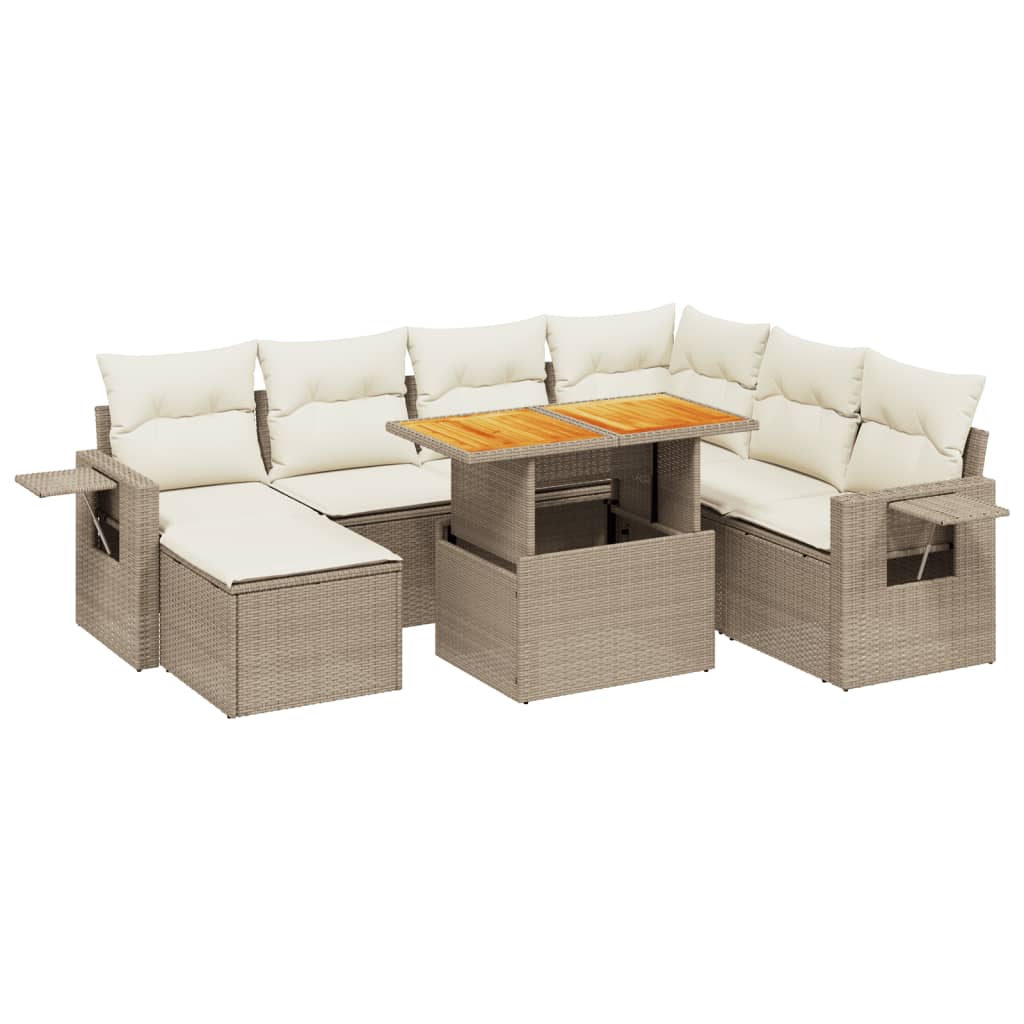 Set Divano da Giardino 8 pz con Cuscini Beige in Polyrattan 3275718