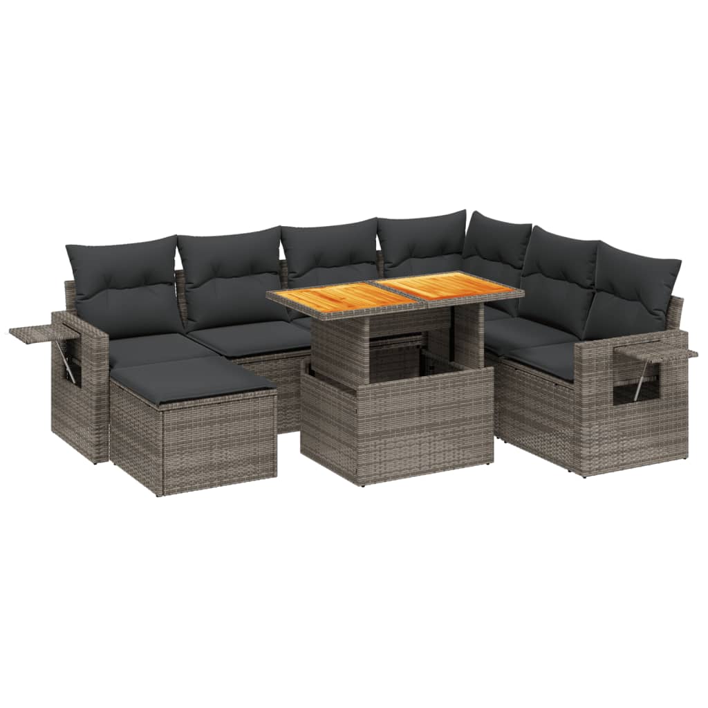 Set Divano da Giardino 8 pz con Cuscini Grigio in Polyrattan 3275720