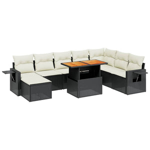 Set Divani da Giardino 9 pz con Cuscini Nero in Polyrattancod mxl 89031