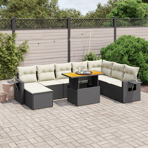 Set Divani da Giardino 9 pz con Cuscini Nero in Polyrattancod mxl 89031