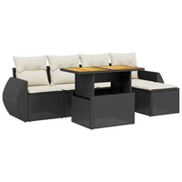 Set Divano da Giardino 6 pz con Cuscini Nero in Polyrattancod mxl 112881