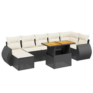 Set Divani da Giardino con Cuscini 8 pz Nero in Polyrattan 3275821