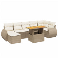 Set Divano da Giardino 8 pz con Cuscini Beige in Polyrattan 3275823