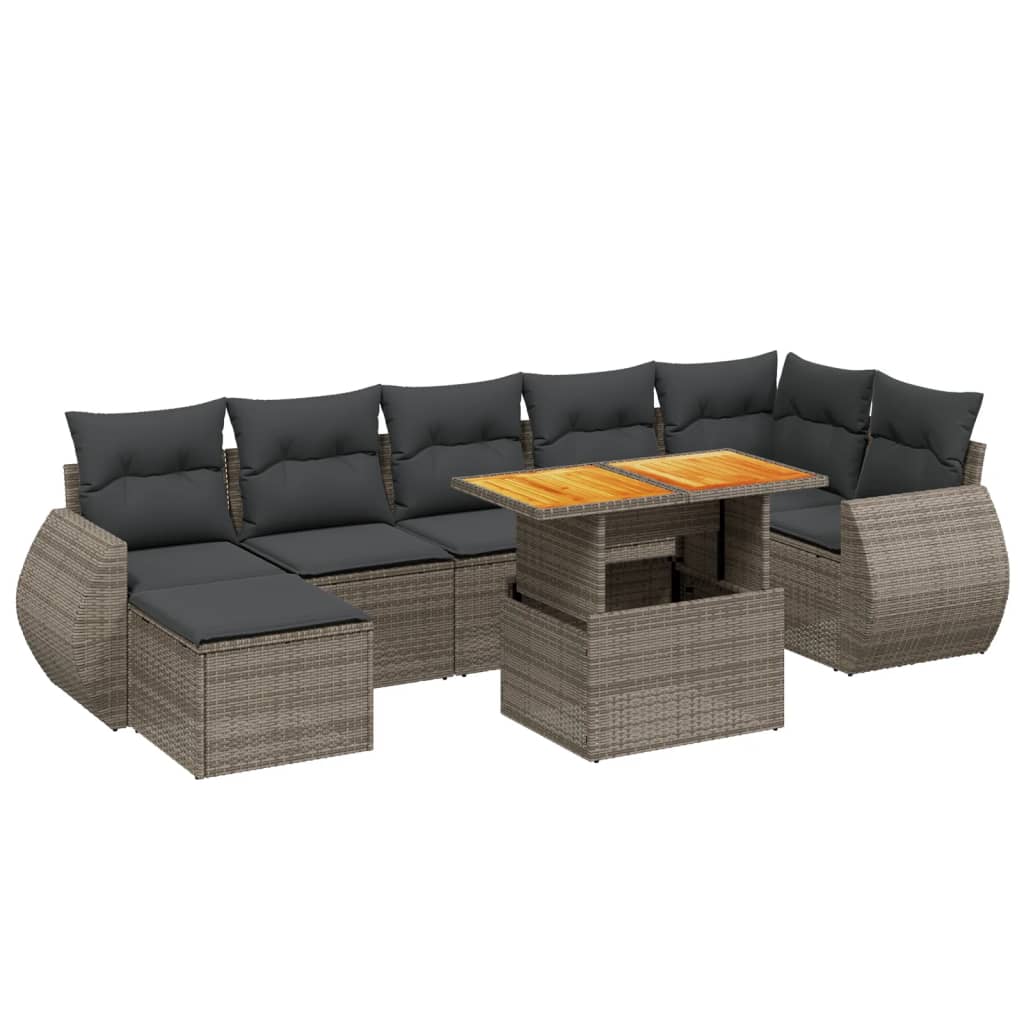 Set Divano da Giardino 8 pz con Cuscini Grigio in Polyrattan 3275825