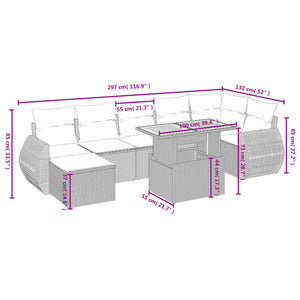 Set Divano da Giardino 8 pz con Cuscini Grigio in Polyrattan 3275825