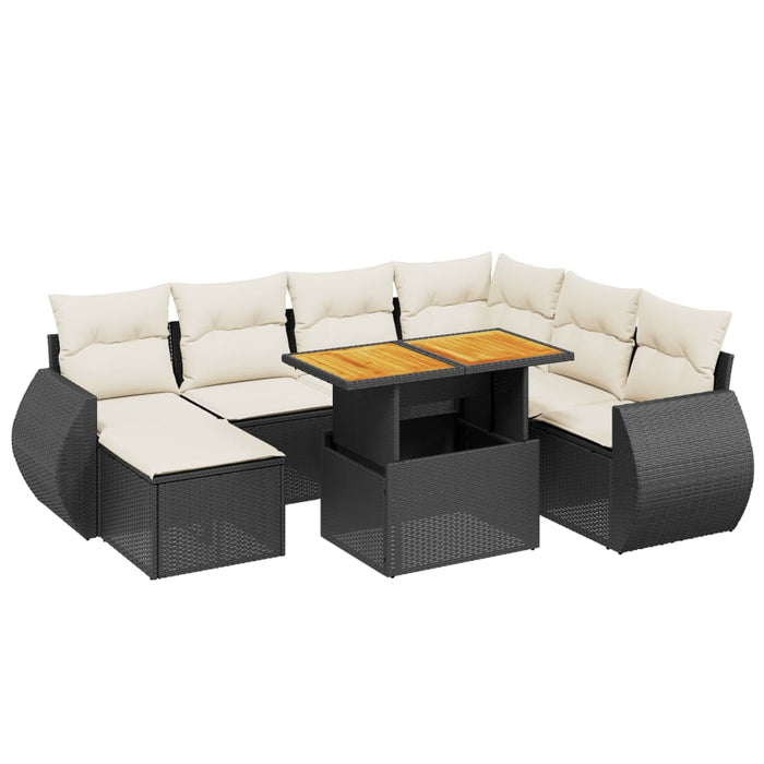 Set Divani da Giardino con Cuscini 8 pz Nero in Polyrattan 3275828