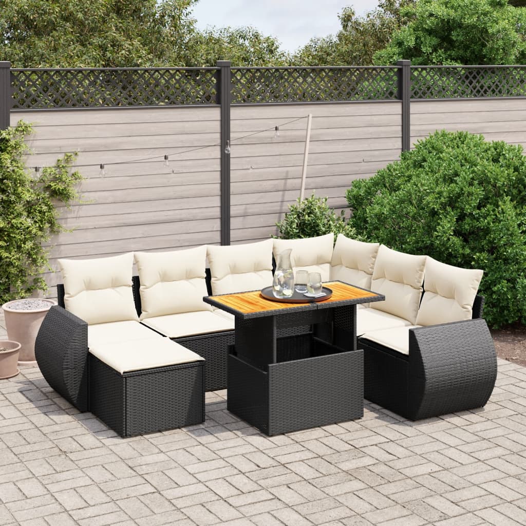 Set Divani da Giardino con Cuscini 8 pz Nero in Polyrattan 3275828