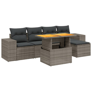 Set Divano da Giardino 6 pz con Cuscini Grigio in Polyrattan 3275923