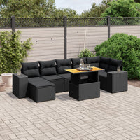 Set Divani da Giardino con Cuscini 8 pz Nero in Polyrattan 3275932