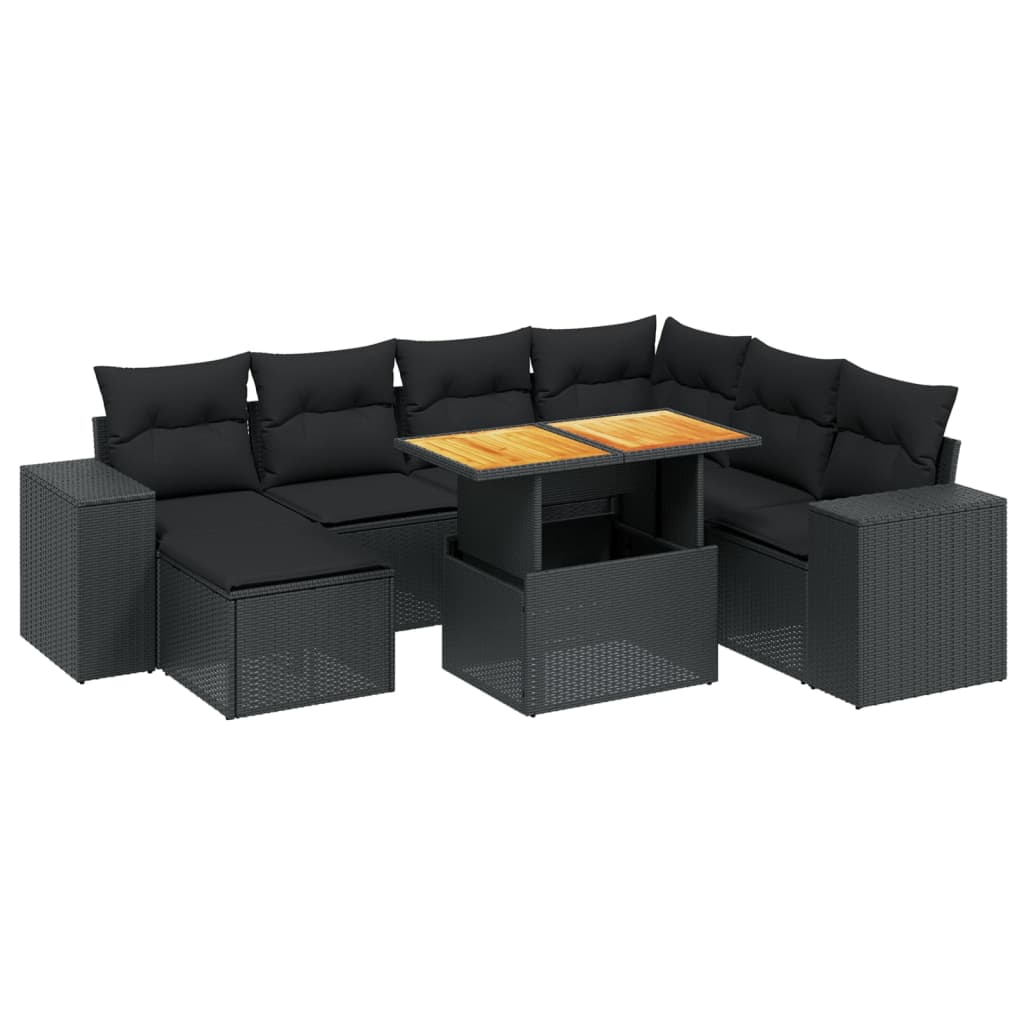 Set Divani da Giardino con Cuscini 8 pz Nero in Polyrattan 3275939