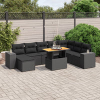 Set Divani da Giardino 9 pz con Cuscini Nero in Polyrattancod mxl 88562