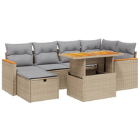 Set Divani da Giardino 7 pz con Cuscini Beige in Polyrattan 3276041