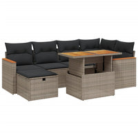 Set Divani da Giardino 7 pz con Cuscini Grigio in Polyrattan 3276042