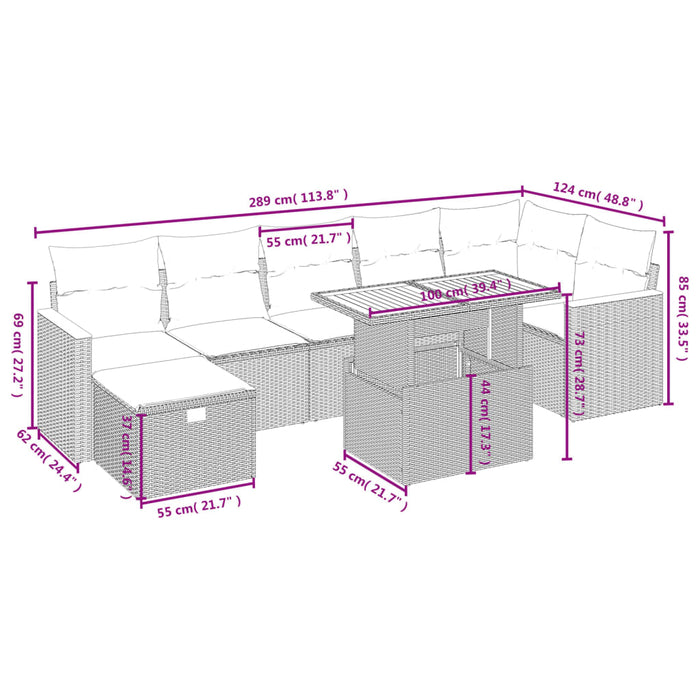 Set Divani da Giardino con Cuscini 8 pz Nero in Polyrattancod mxl 112584