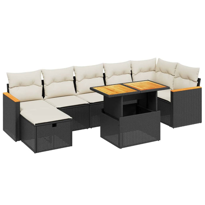 Set Divani da Giardino con Cuscini 8 pz Nero in Polyrattan 3276045