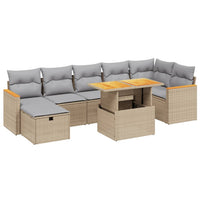 Set Divano da Giardino 8 pz con Cuscini Beige in Polyrattan 3276048