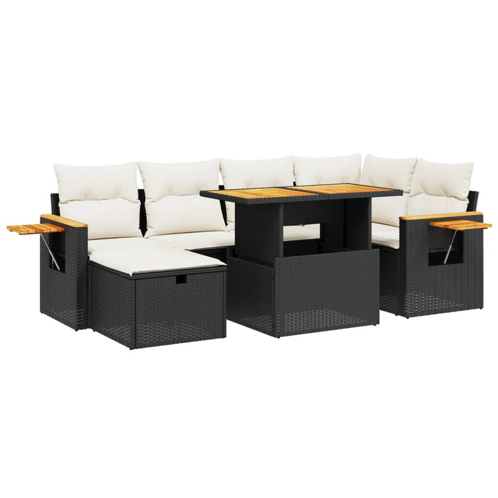 Set Divani da Giardino con Cuscini 7pz Nero Polyrattancod mxl 112946