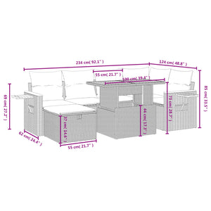 Set Divani da Giardino 7 pz con Cuscini Grigio in Polyrattan 3276147