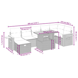 Set Divani da Giardino con Cuscini 8 pz Nero in Polyrattan 3276149