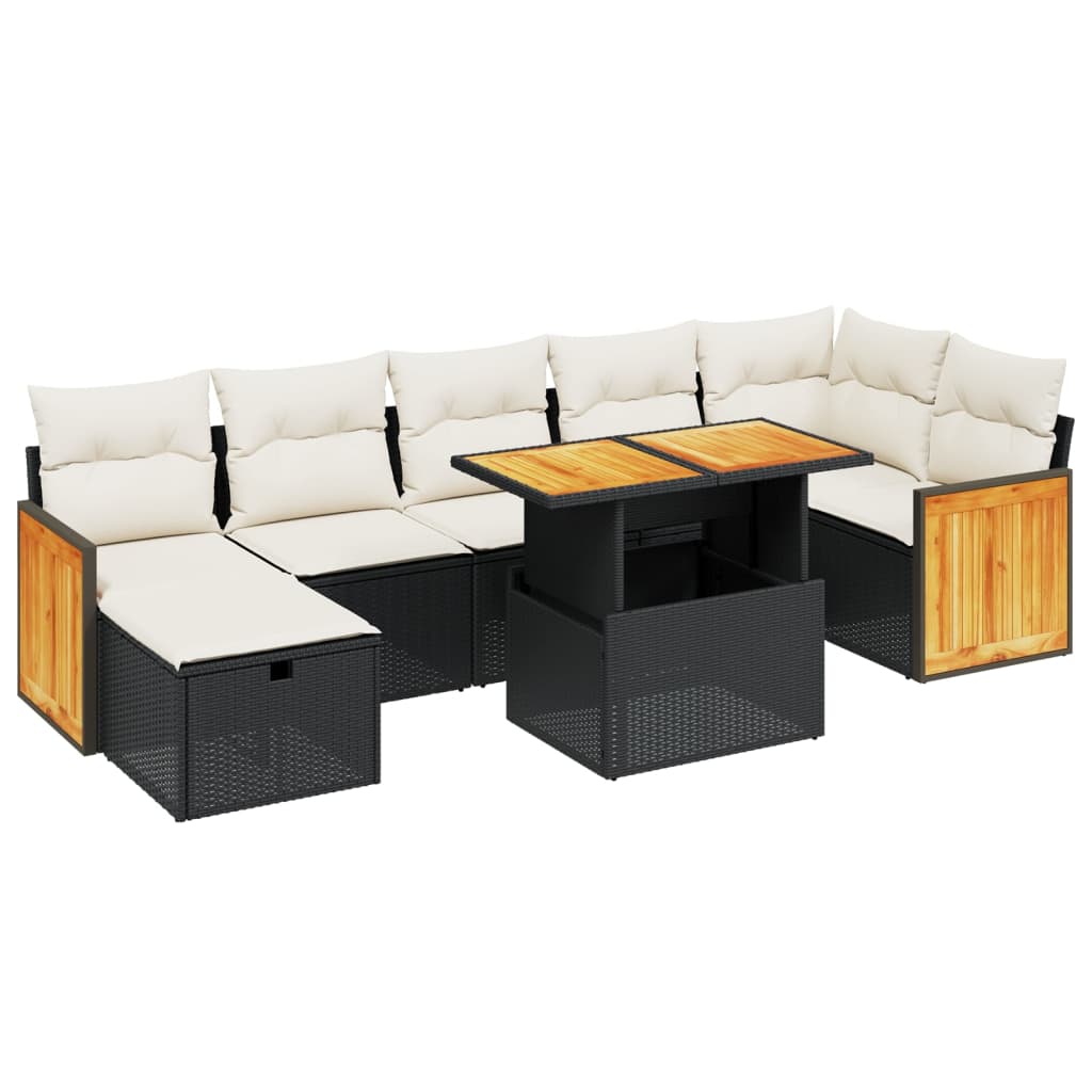 Set Divani da Giardino con Cuscini 8 pz Nero in Polyrattan 3276255