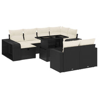 Set Divani da Giardino 11 pz con Cuscini in Polyrattan Nero 3276502