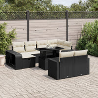 Set Divani da Giardino 11 pz con Cuscini in Polyrattan Nero 3276502