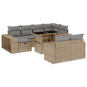 Set Divani da Giardino 11 pz con Cuscini Beige in Polyrattan 3276505