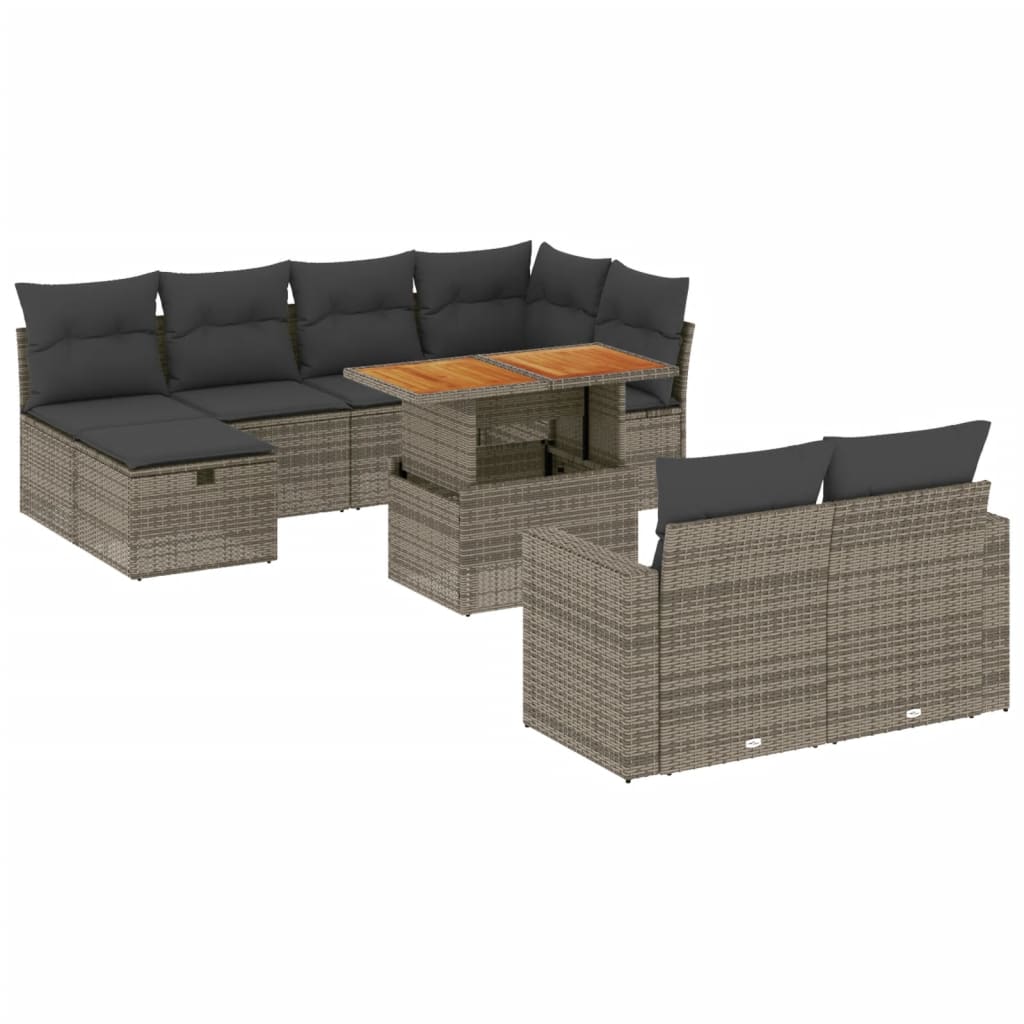 Set Divani da Giardino 11 pz con Cuscini in Polyrattan Grigio 3276516