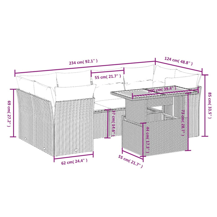 Set Divani da Giardino con Cuscini 7pz Nero Polyrattan 3270684