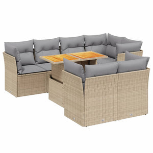 Set Divano da Giardino 8 pz con Cuscini Beige in Polyrattan 3270709