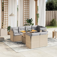 Set Divano da Giardino 8 pz con Cuscini Beige in Polyrattan 3270709