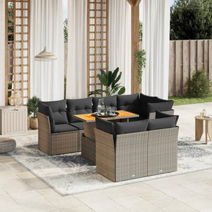 Set Divano da Giardino 8 pz con Cuscini Grigio in Polyrattan 3270710