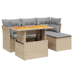 Set Divano da Giardino 6 pz con Cuscini Beige in Polyrattan 3270807