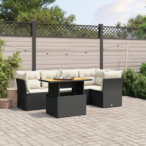 Set Divani da Giardino 5 pz con Cuscini in Polyrattan Nero 3270818