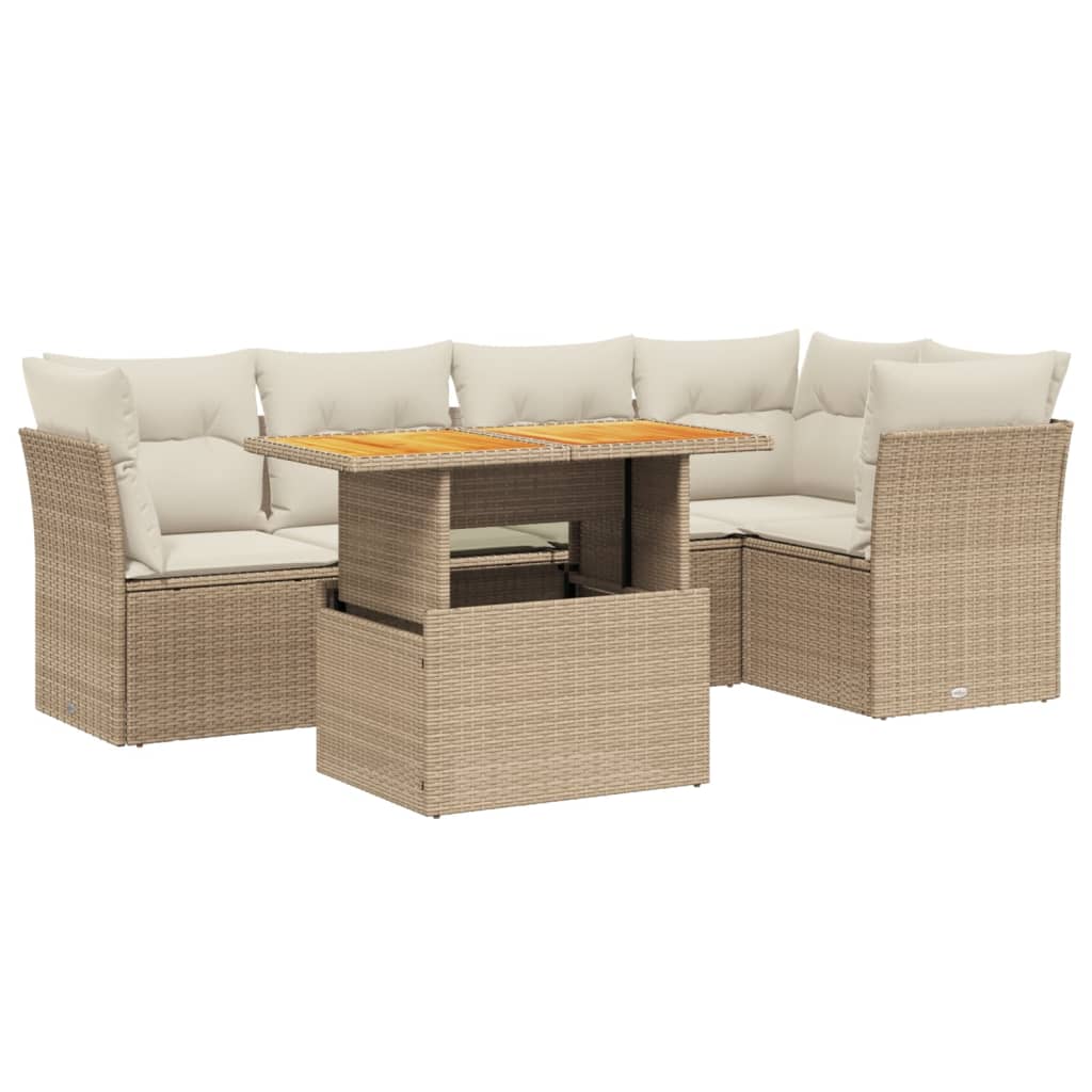 Set Divano da Giardino 5 pz con Cuscini Beige in Polyrattan 3270820