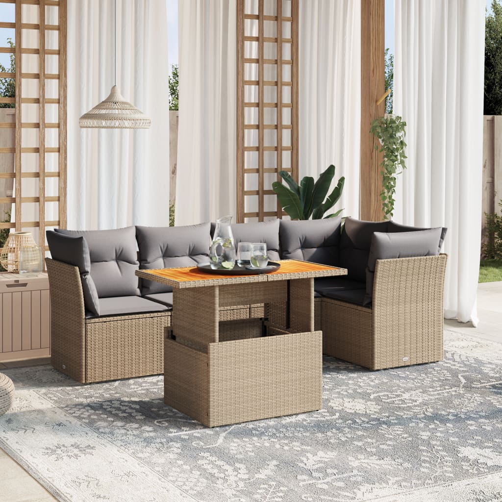 Set Divano da Giardino 5 pz con Cuscini Beige in Polyrattan 3270821