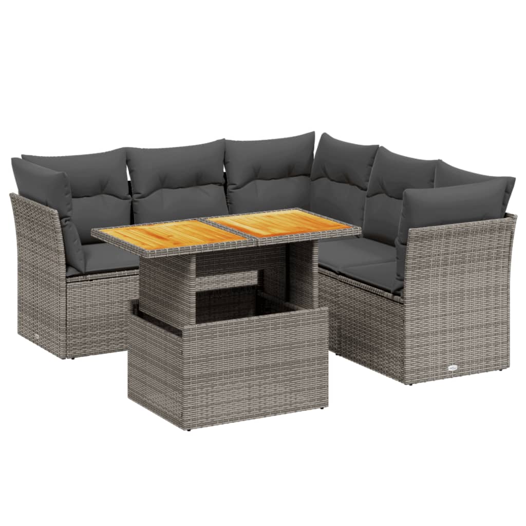 Set Divano da Giardino 5 pz con Cuscini Grigio in Polyrattan 3270829