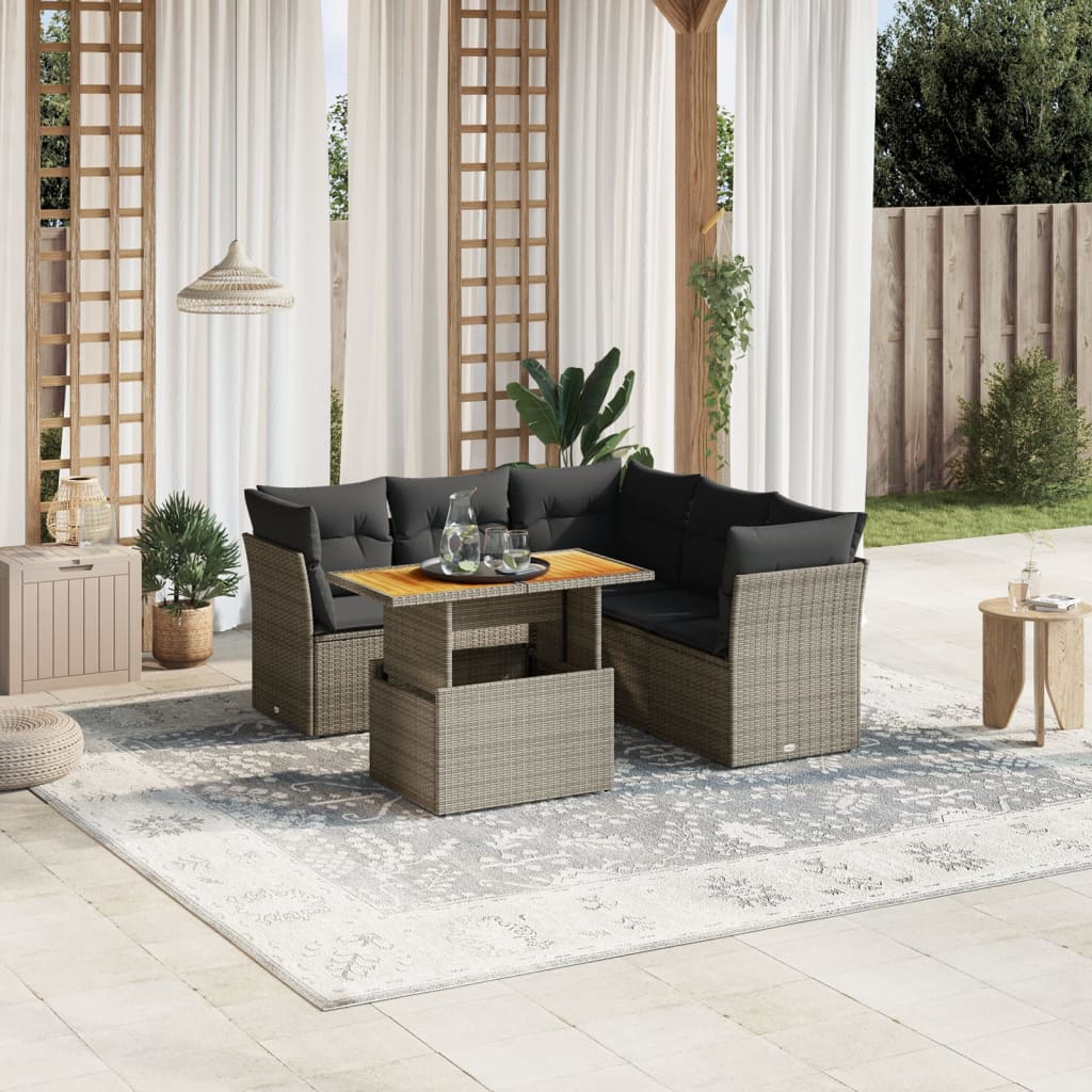 Set Divano da Giardino 5 pz con Cuscini Grigio in Polyrattan 3270829