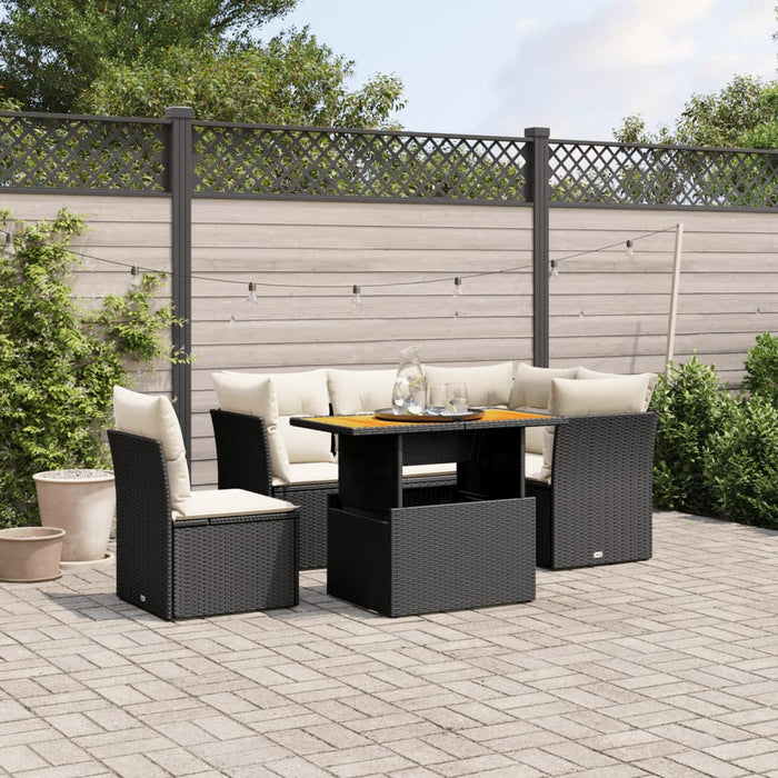 Set Divani da Giardino 5 pz con Cuscini in Polyrattan Nero 3270832