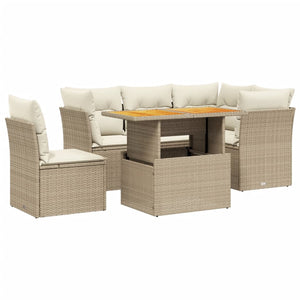 Set Divano da Giardino 5 pz con Cuscini Beige in Polyrattan 3270834