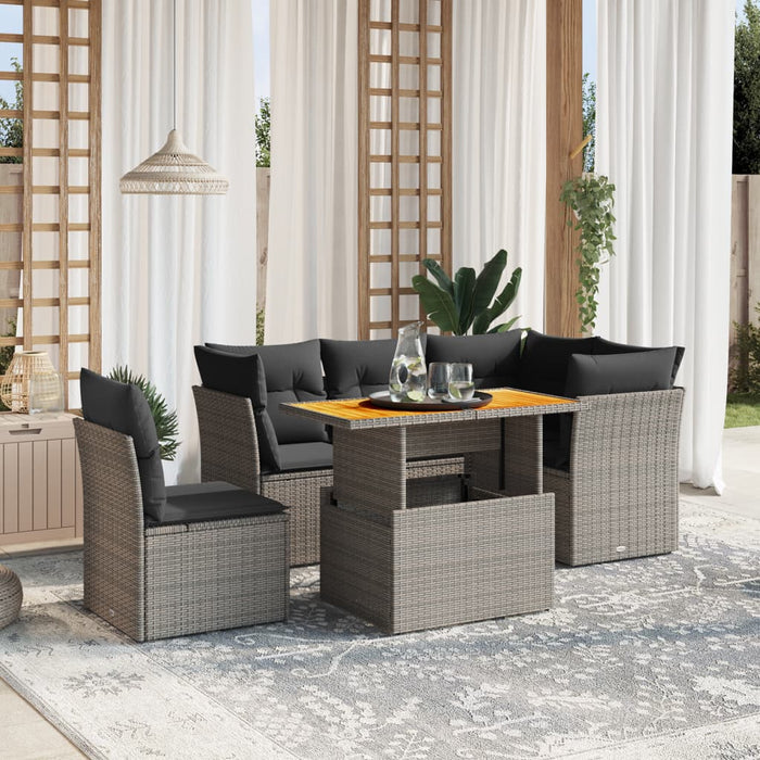 Set Divano da Giardino 5 pz con Cuscini Grigio in Polyrattan 3270836