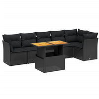 Set Divani da Giardino con Cuscini 7pz Nero Polyrattancod mxl 112704