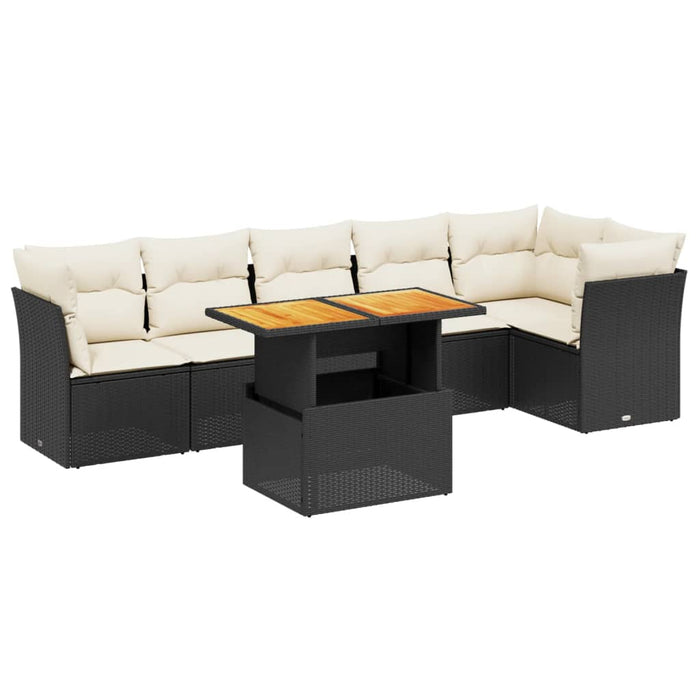 Set Divani da Giardino con Cuscini 7pz Nero Polyrattancod mxl 88714