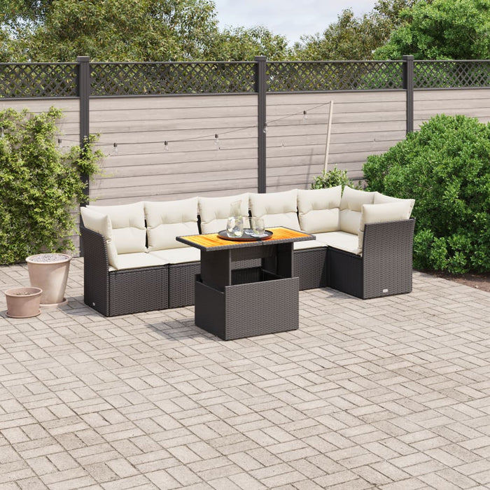 Set Divani da Giardino con Cuscini 7pz Nero Polyrattancod mxl 88714