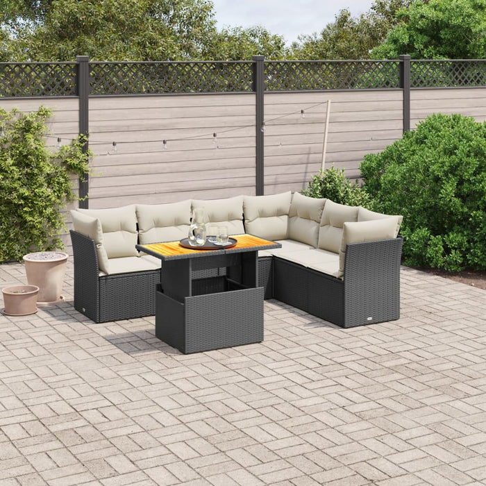 Set Divani da Giardino con Cuscini 7pz Nero Polyrattan 3270846