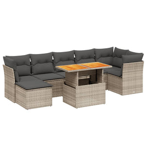 Set Divano da Giardino 8 pz con Cuscini Grigio in Polyrattan 3270948