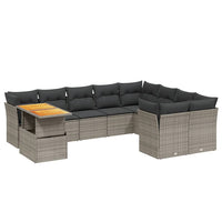 Set Divano da Giardino 10 pz con Cuscini Grigio in Polyrattan 3271018