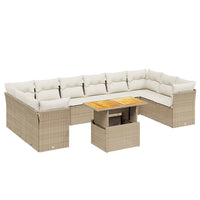 Set Divani da Giardino 11 pz con Cuscini Beige in Polyrattan 3271023