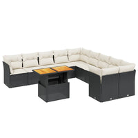 Set Divani da Giardino 11 pz con Cuscini in Polyrattan Nero 3271042