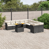 Set Divani da Giardino 11 pz con Cuscini in Polyrattan Nero 3271042